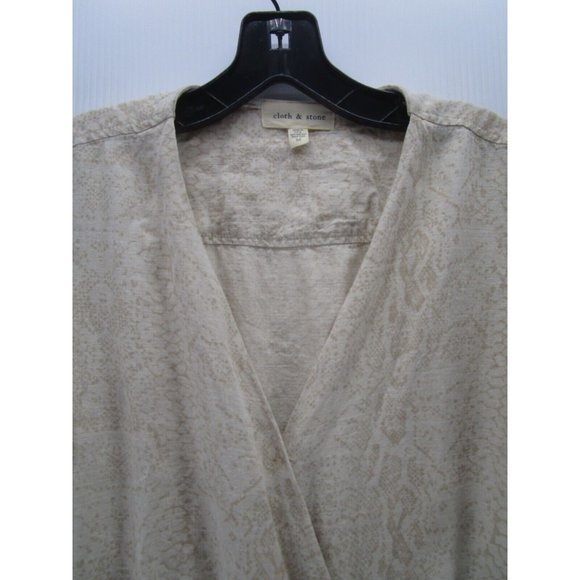 Cloth & Stone Romper Medium Linen Pullover Wrap Snake Skin Roll Tab - Picture 2 of 14